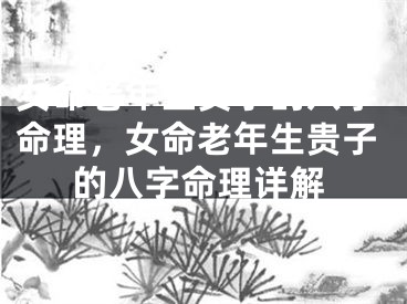 女命老年生贵子的八字命理，女命老年生贵子的八字命理详解