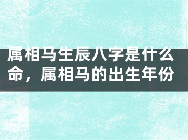 属相马生辰八字是什么命，属相马的出生年份