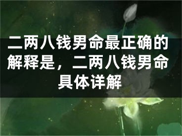 二两八钱男命最正确的解释是,二两八钱男命具体详解