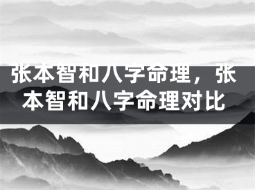 张本智和八字命理，张本智和八字命理对比