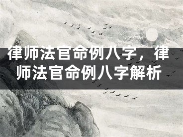 律师法官命例八字，律师法官命例八字解析