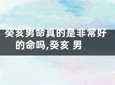 癸亥男命真的是非常好的命吗,癸亥 男