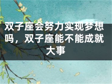 双子座会努力实现梦想吗，双子座能不能成就大事