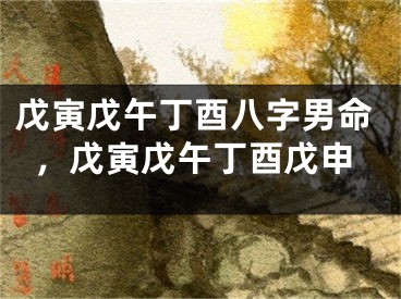 戊寅戊午丁酉八字男命,戊寅戊午丁酉戊申