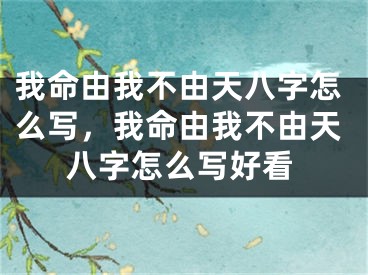 我命由我不由天八字怎么写，我命由我不由天八字怎么写好看