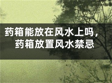 药箱能放在风水上吗，药箱放置风水禁忌