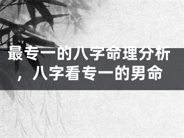 最专一的八字命理分析，八字看专一的男命