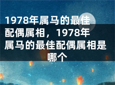 1978年属马的最佳配偶属相,1978年属马的最佳配偶属相是哪个