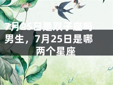 7月25日是双子座吗男生，7月25日是哪两个星座