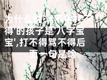 为什么说'骂不得打不得'的孩子是'八字宝宝',打不得骂不得后面一句是啥