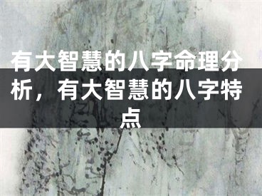 有大智慧的八字命理分析，有大智慧的八字特点