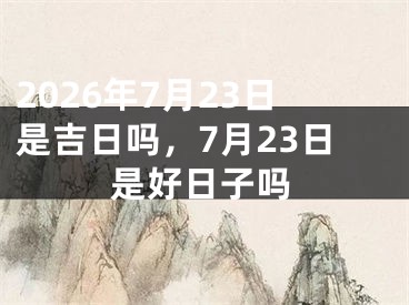 2026年7月23日是吉日吗，7月23日是好日子吗