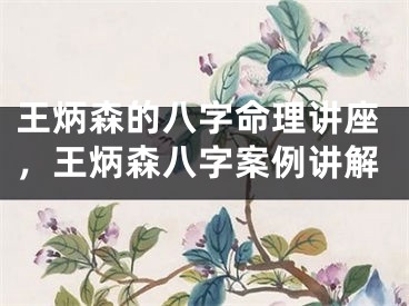 王炳森的八字命理讲座,王炳森八字案例讲解