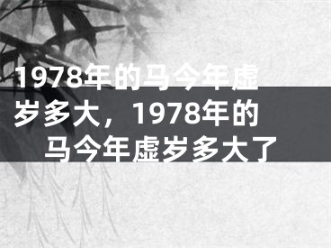 1978年的马今年虚岁多大,1978年的马今年虚岁多大了