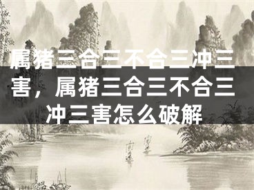 属猪三合三不合三冲三害,属猪三合三不合三冲三害怎么破解