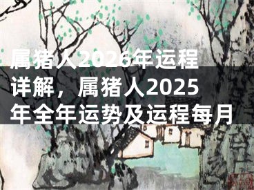 属猪人2026年运程详解,属猪人2025年全年运势及运程每月