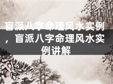 盲派八字命理风水实例,盲派八字命理风水实例讲解