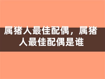 属猪人最佳配偶，属猪人最佳配偶是谁