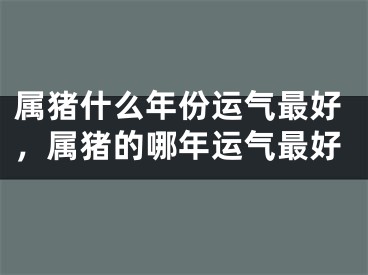 属猪什么年份运气最好，属猪的哪年运气最好