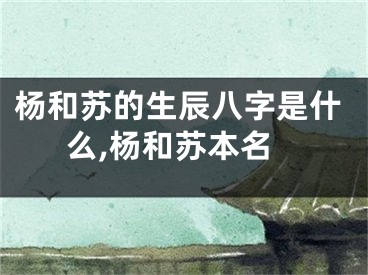 杨和苏的生辰八字是什么,杨和苏本名