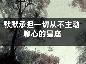 默默承担一切从不主动聊心的星座