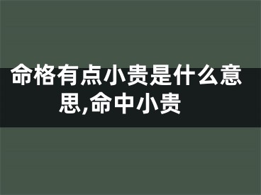 命格有点小贵是什么意思,命中小贵