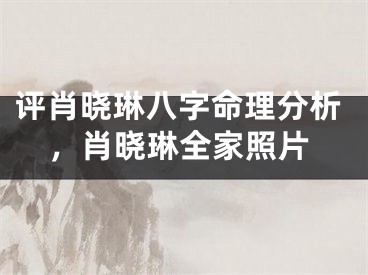 评肖晓琳八字命理分析，肖晓琳全家照片