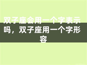 双子座会用一个字表示吗，双子座用一个字形容