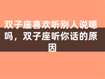 双子座喜欢听别人说嗯吗，双子座听你话的原因