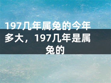 197几年属兔的今年多大，197几年是属兔的