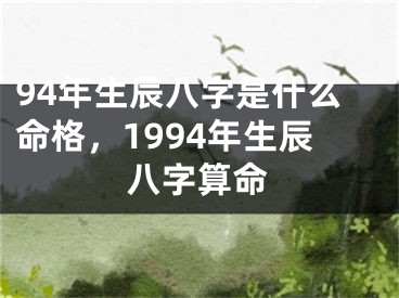 94年生辰八字是什么命格，1994年生辰八字算命