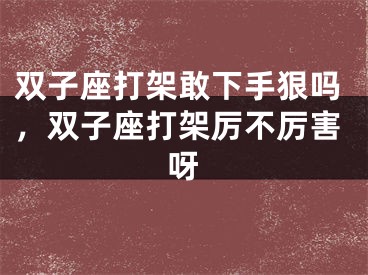 双子座打架敢下手狠吗，双子座打架厉不厉害呀