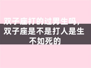 双子座打的过男生吗，双子座是不是打人是生不如死的