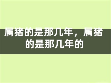 属猪的是那几年，属猪的是那几年的