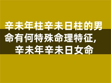 辛未年柱辛未日柱的男命有何特殊命理特征,辛未年辛未日女命