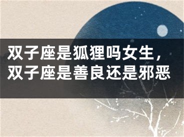 双子座是狐狸吗女生，双子座是善良还是邪恶