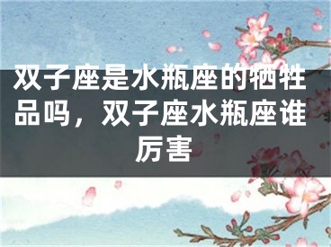 双子座是水瓶座的牺牲品吗，双子座水瓶座谁厉害