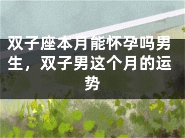 双子座本月能怀孕吗男生,双子男这个月的运势