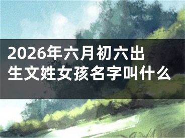 2026年六月初六出生文姓女孩名字叫什么