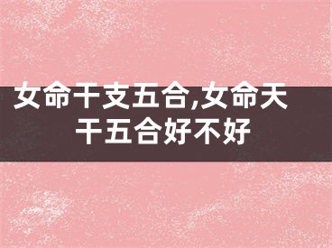 女命干支五合,女命天干五合好不好