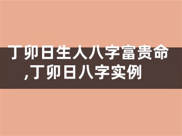 丁卯日生人八字富贵命,丁卯日八字实例