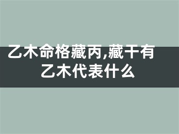乙木命格藏丙,藏干有乙木代表什么