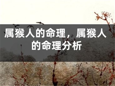 属猴人的命理，属猴人的命理分析