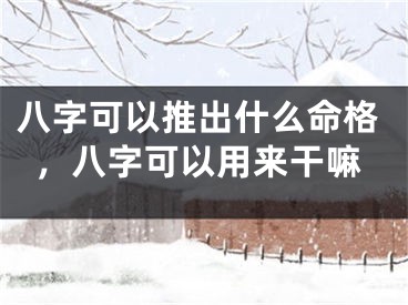 八字可以推出什么命格，八字可以用来干嘛