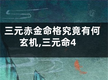 三元赤金命格究竟有何玄机,三元命4