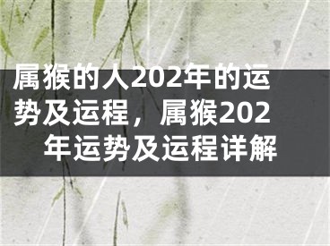 属猴的人202年的运势及运程，属猴202年运势及运程详解