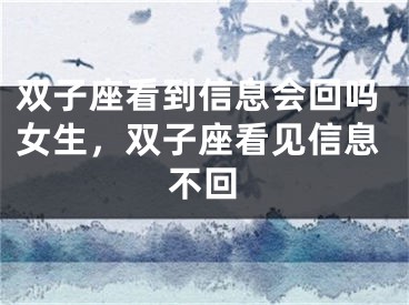 双子座看到信息会回吗女生，双子座看见信息不回