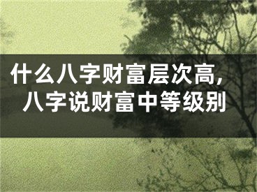 什么八字财富层次高,八字说财富中等级别