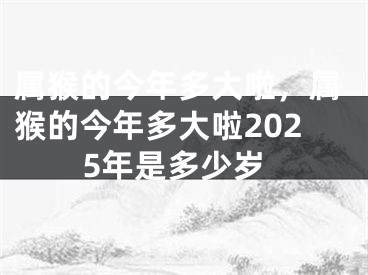 属猴的今年多大啦,属猴的今年多大啦2025年是多少岁