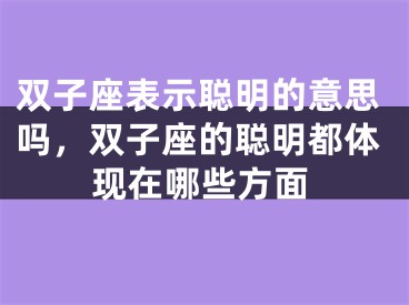双子座表示聪明的意思吗，双子座的聪明都体现在哪些方面